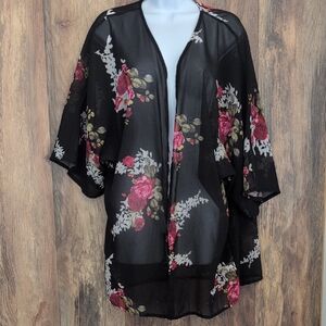 ANGGREK Floral Sheer Kimono Cardigan L            D294